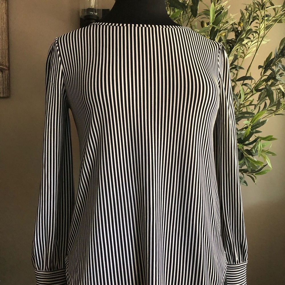 Black and White Striped Long Sleeve Top